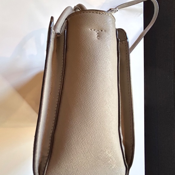 Tory Burch Handbag Gray Tan Logo Houlder Bag Purse Crossbody Medium size - Picture 12 of 16